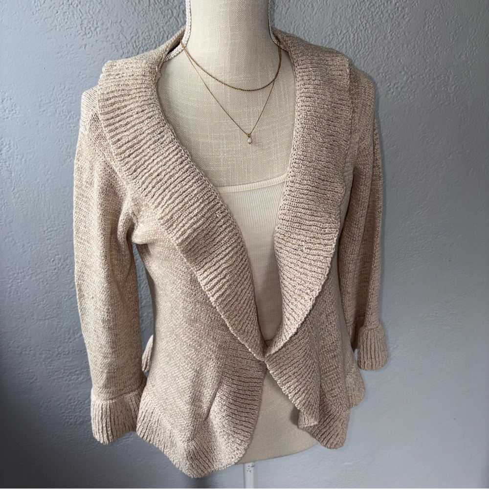 WD.NY Beige Shawl Collar Knit Cardigan